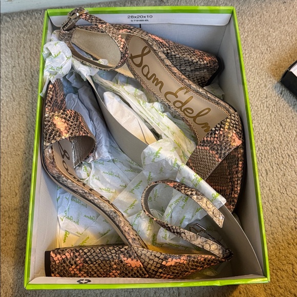 Brand New Sam Edelman Women's Snakeskin Heels - Tan and Pink - Picture 5 of 5